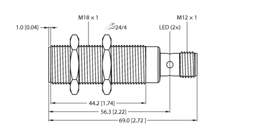 Индуктивный датчик приближения BI8-M18-2APS8X2-H1141