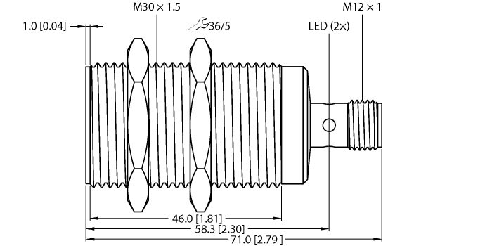 Индуктивный датчик приближения BI12-M30-2APS8X2-H1141